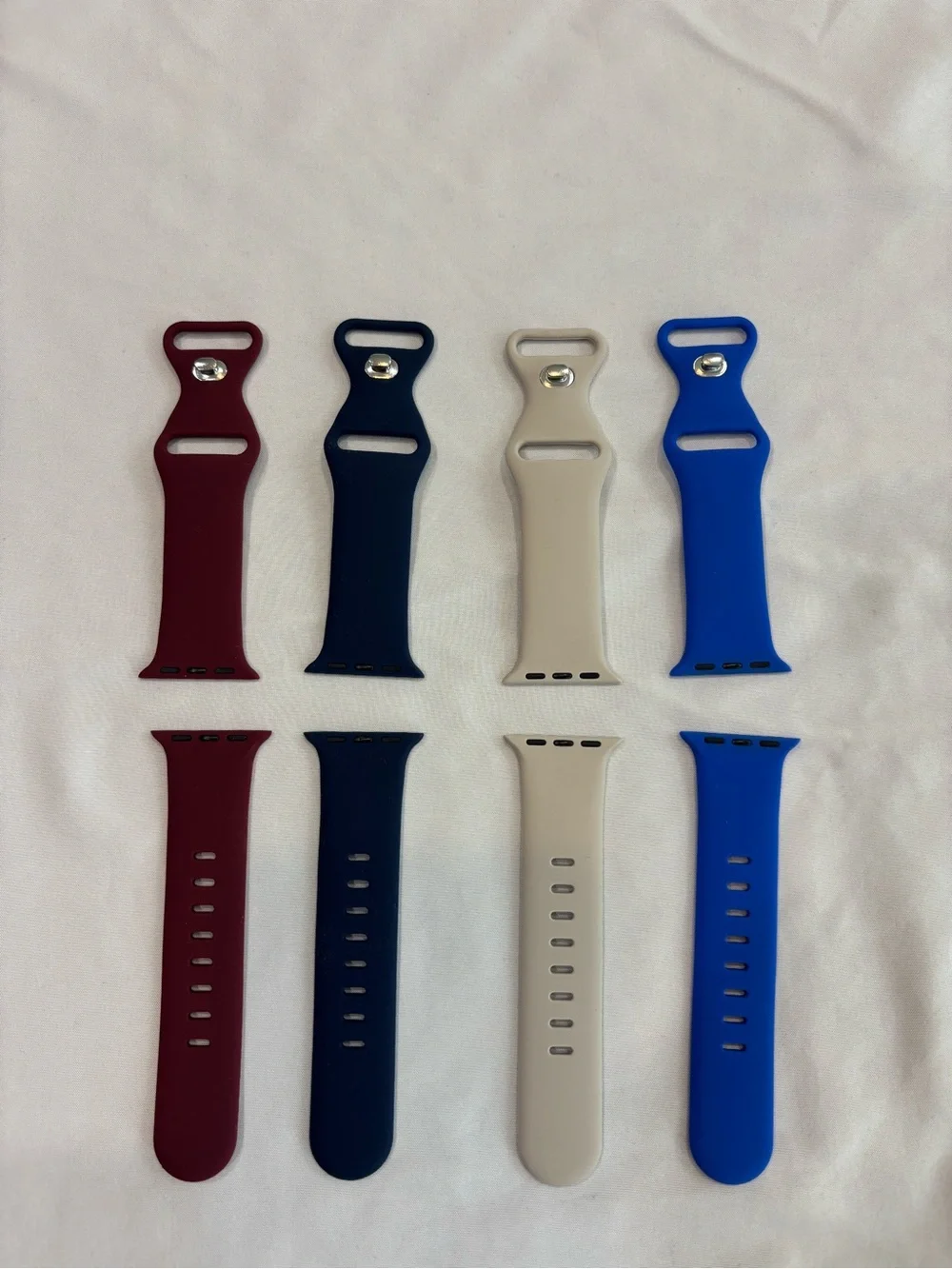 Silicone Apple Watch Bands - Maroon, Navy, Cream, Royal Blue Set of 4 38mm
